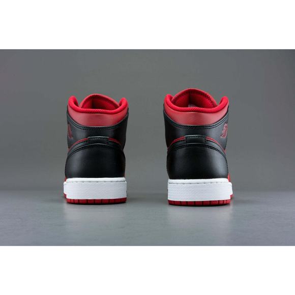 Air Jordan 1 Mid GS Shoes Reverse Bred Black Red Sneakers 554725 660 - SIZE 6Y main image 4